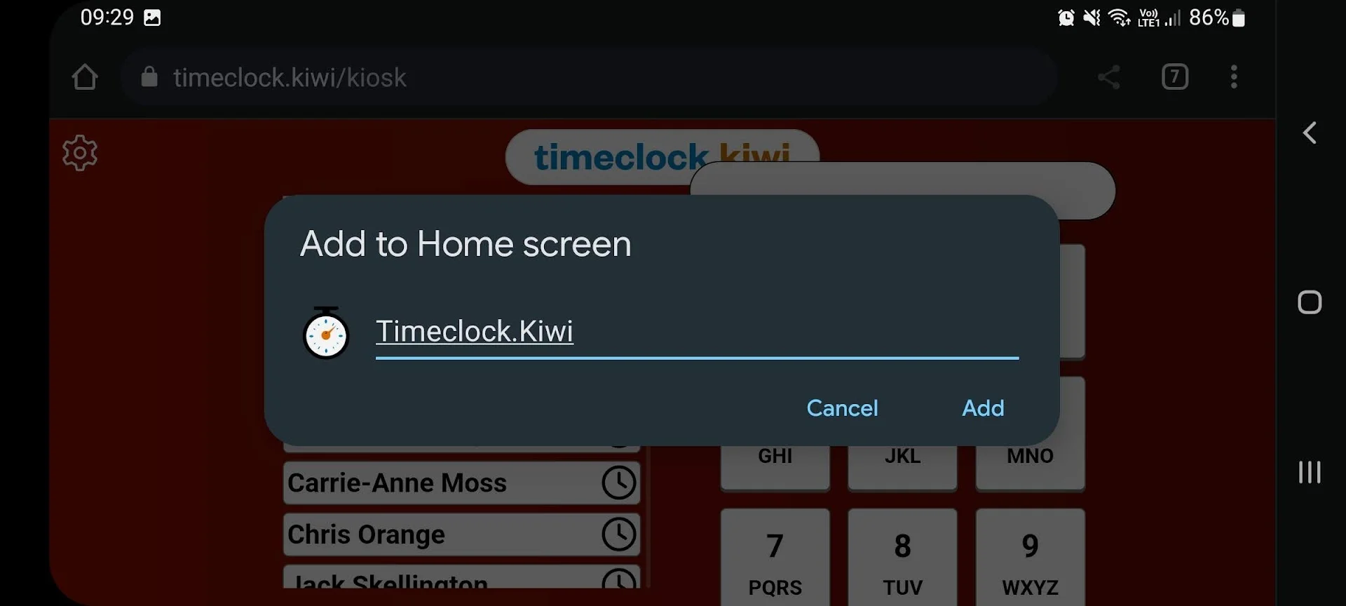 Add to home screen