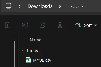 Downloaded csv file