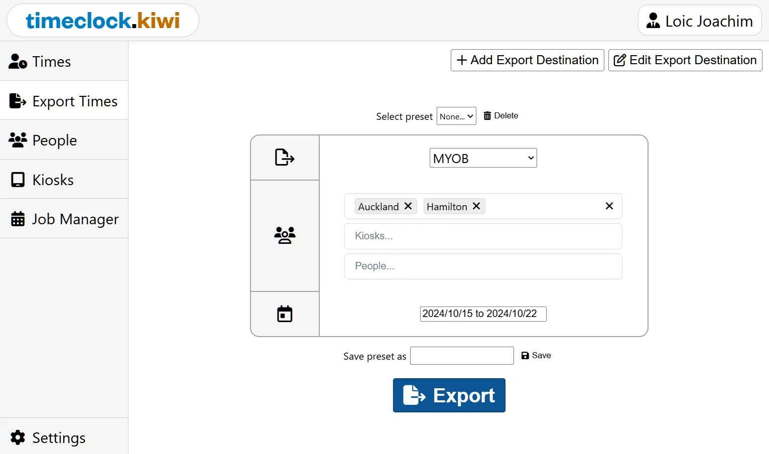 Export Times overview