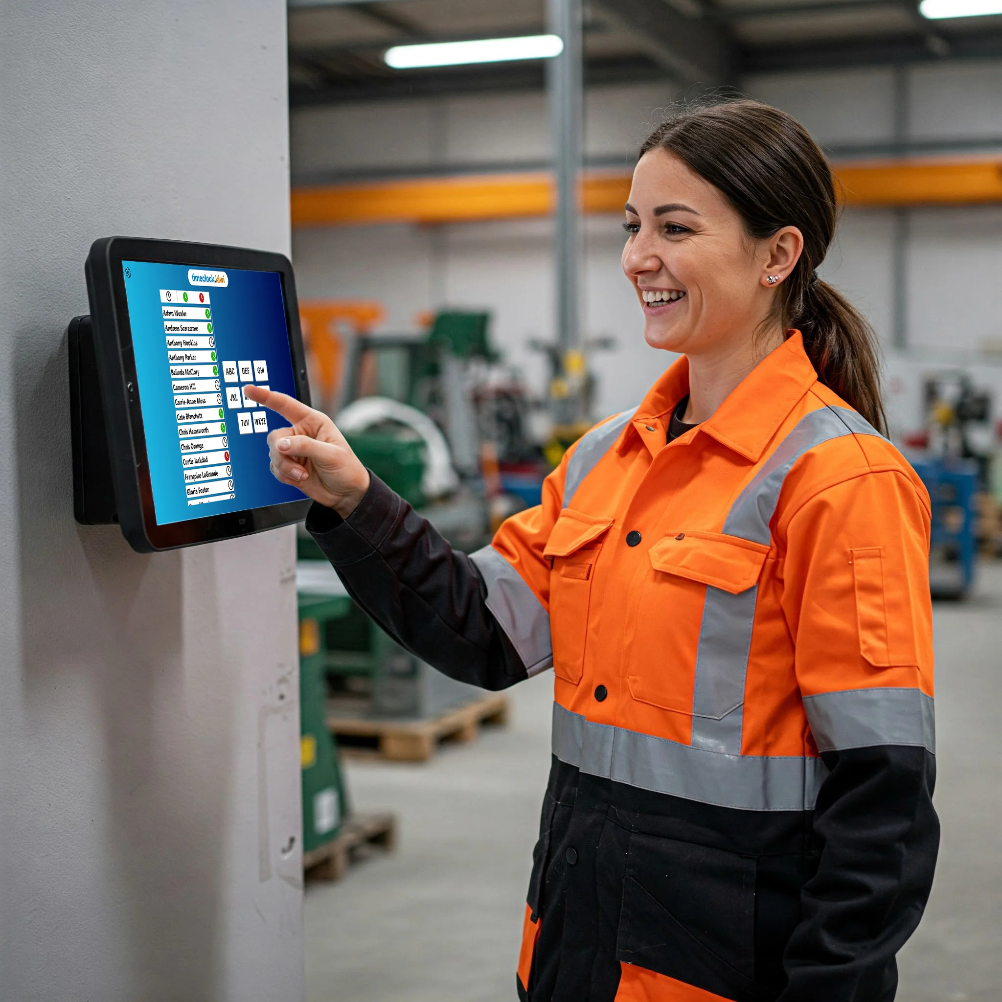 Lady Using Timeclock