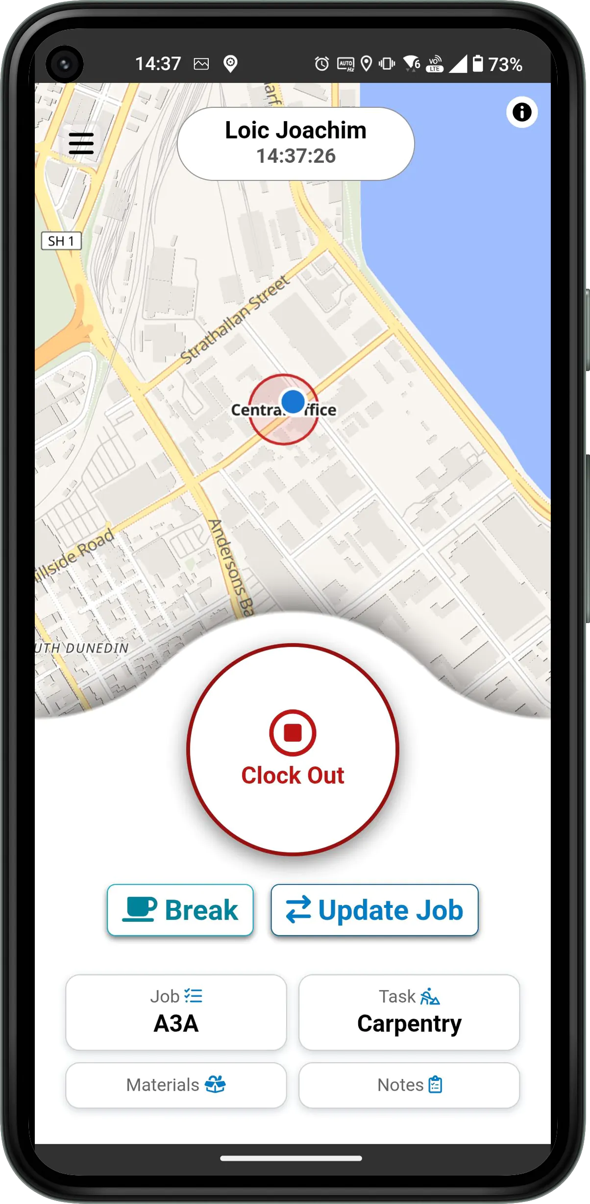Mobile App Clock Out