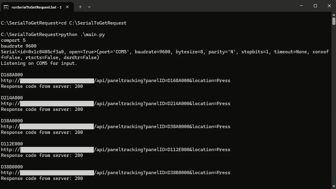 Screenshot of the program running